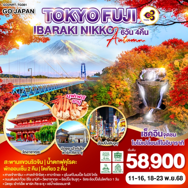 ทัวร์ญี่ปุ่น TOKYO FUJI IBARAKI NIKKO AUTUMN