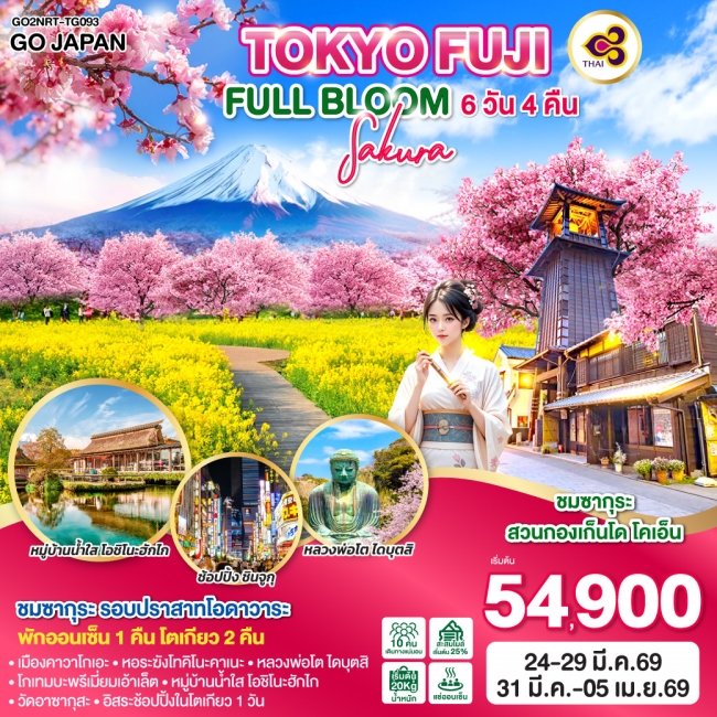 ทัวรืTOKYO FUJI SAKURA FULL BLOOM 6 วัน 4 คืน