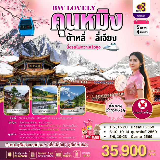 ทัวร์จีน KUNMING DALI LIJIANG 5 วัน 4 คืน