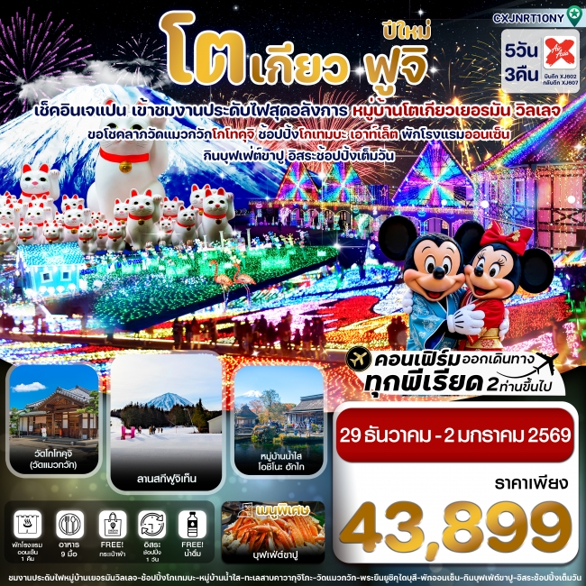 ทัวร์ญี่ปุ่น โตเกียว ฟูจิ ปีใหม่ งานประดับไฟเยอรมันวิลเลจ 5 วัน 3 คืน