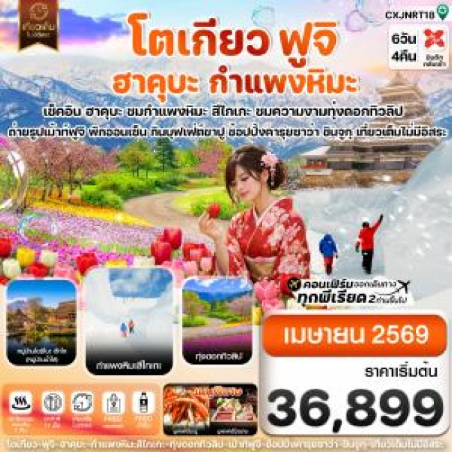 ทัวร์ญี่ปุ่น โตเกียว ฮาคุบะ สึไกเกะกำแพงหิมะ ทิวลิป เที่ยวเต็มไม่มีอิสระ 6 วัน 4 คืน ทัวร์ญี่ปุ่น โตเกียว ฮาคุบะ สึไกเกะกำแพงหิมะ ทิวลิป เที่ยวเต็มไม่มีอิสระ 6 วัน 4 คืน