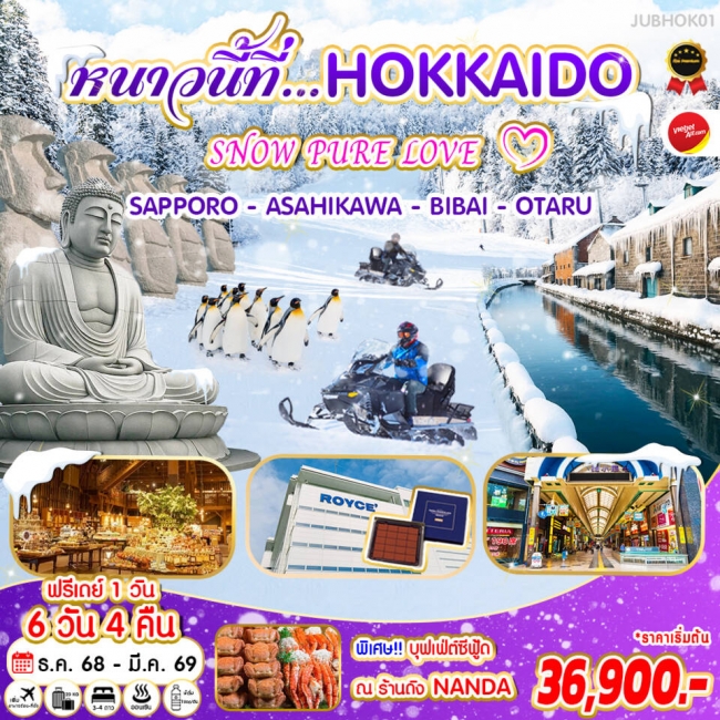 ทัวร์ญี่ปุ่น หนาวนี้ที่...HOKKAIDO SNOW PURE LOVE 6 วัน 4 คืน By VZ