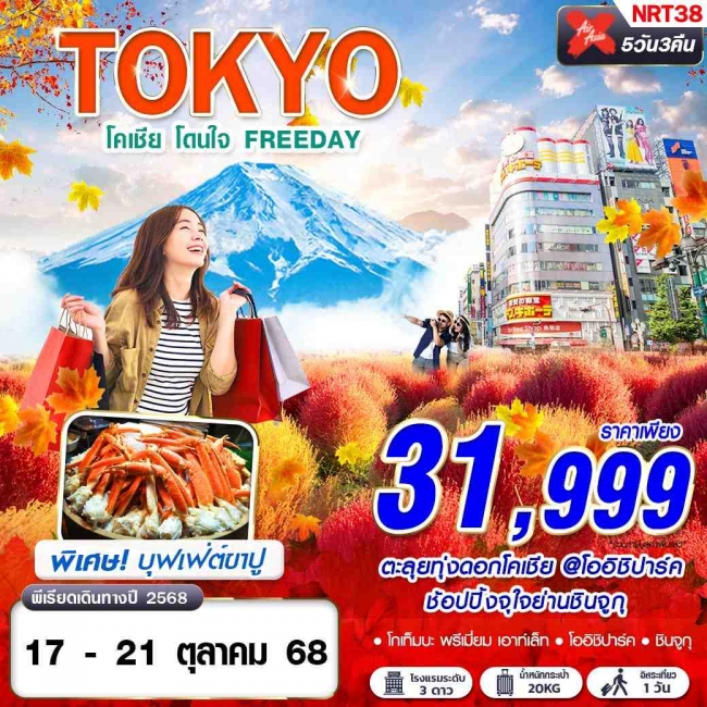 ทัวร์ญี่ปุ่น TOKYO โคเชีย โดนใจ (บินดึกกลับสาย ฟรีเดย์) 5D3N