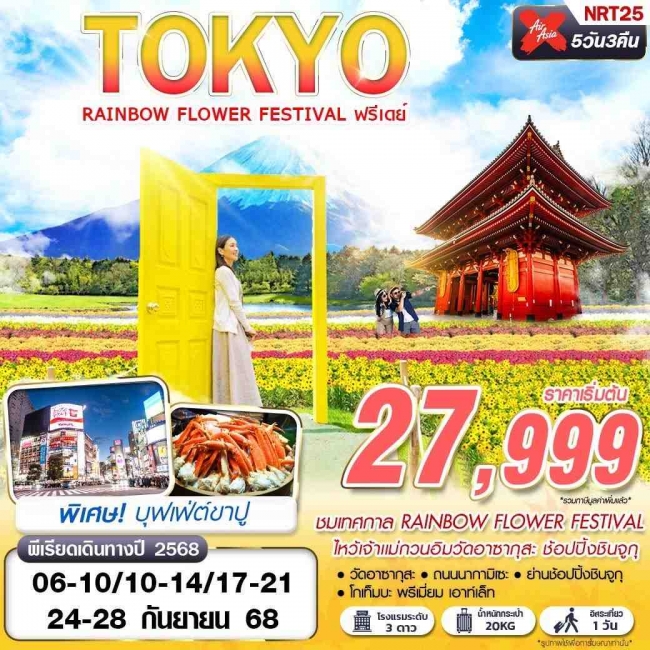 ทัวร์ญี่ปุ่น TOKYO RAINBOW FLOWER FESTIVAL (FREEDAY บินดึก) 