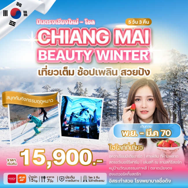 ทัวร์เกาหลีบินตรงเชียงใหม่ - โซล CHIANG MAI BEAUTY WINTER 5 คืน 3 คืน