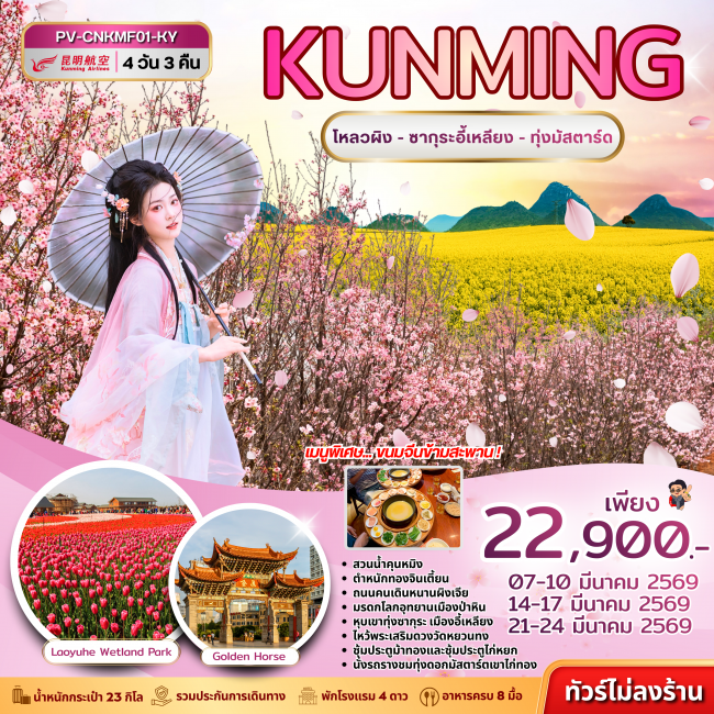 ทัวร์ คุนหมิง - หุบเขาซากุระ 4D 3N