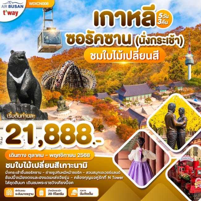 ทัวร์เกาหลี เกาะนามิ อุทยานซอรัคซาน