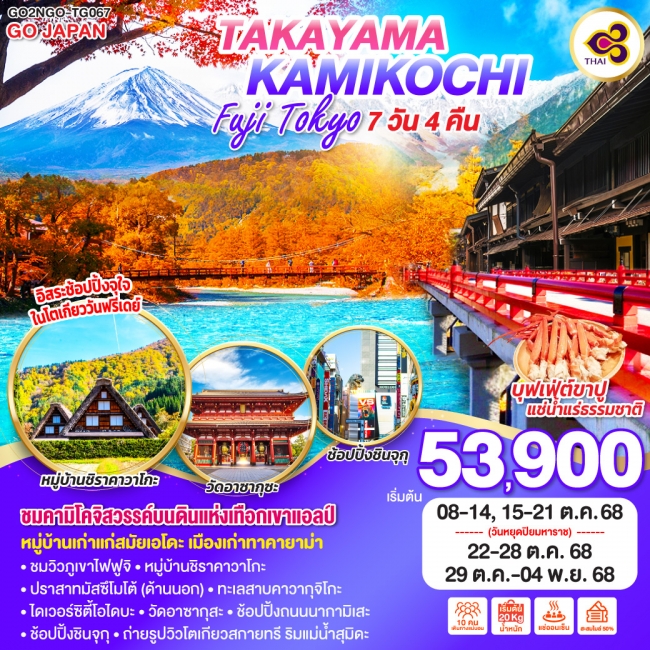 ทัวร์ญี่ปุ่น TAKAYAMA KAMIKOCHI FUJI TOKYO