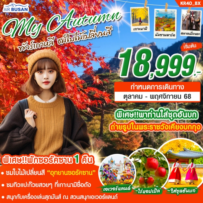 ทัวร์เกาหลี MY AUTUMN ( ซอรัคซาน + โซล ) 