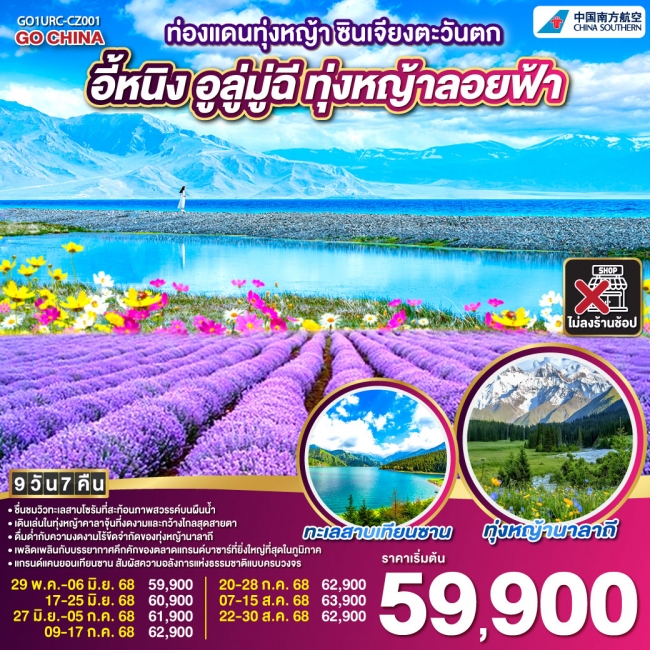 ทัวร์จีนซินเจียงท่องแดนทุ่งหญ้า ซินเจียงตะวันตก อูลู่มู่ฉี อี้หนิง ทุ่งหญ้าลอยฟ้า