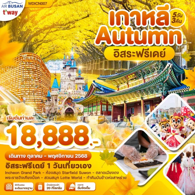 ทัวร์เกาหลี Autumn อิสระฟรีเดย์