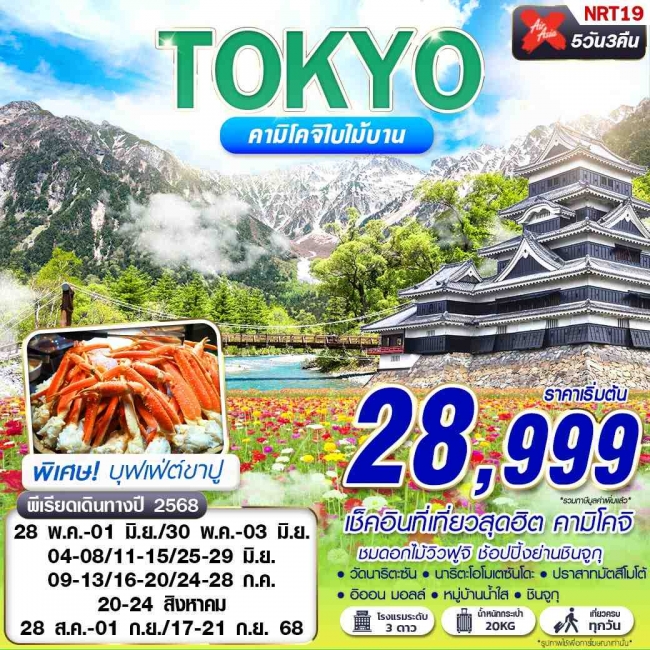 ทัวร์ญี่ปุ่น TOKYO คามิโคจิใบไม้บาน เที่ยวเต็ม