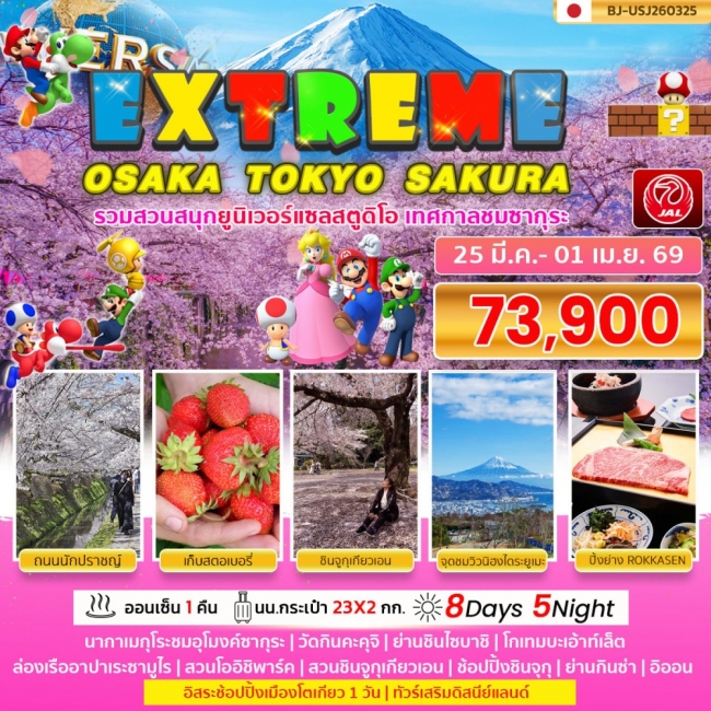 ทัวร์EXTREME OSAKA TOKYO SAKURA  8 วัน   5 คืน