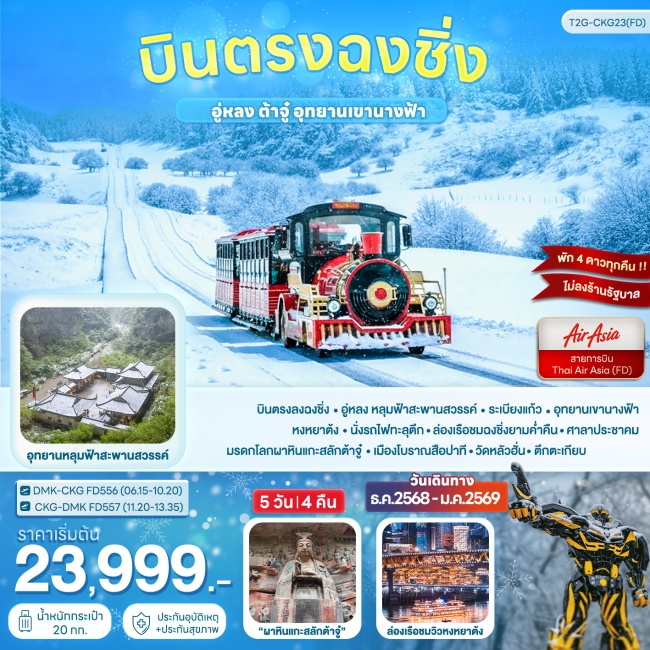 ทัวร์จีน ฉงชิ่งอู่หลง ต้าจู๋ อุทยานเขานางฟ้า 