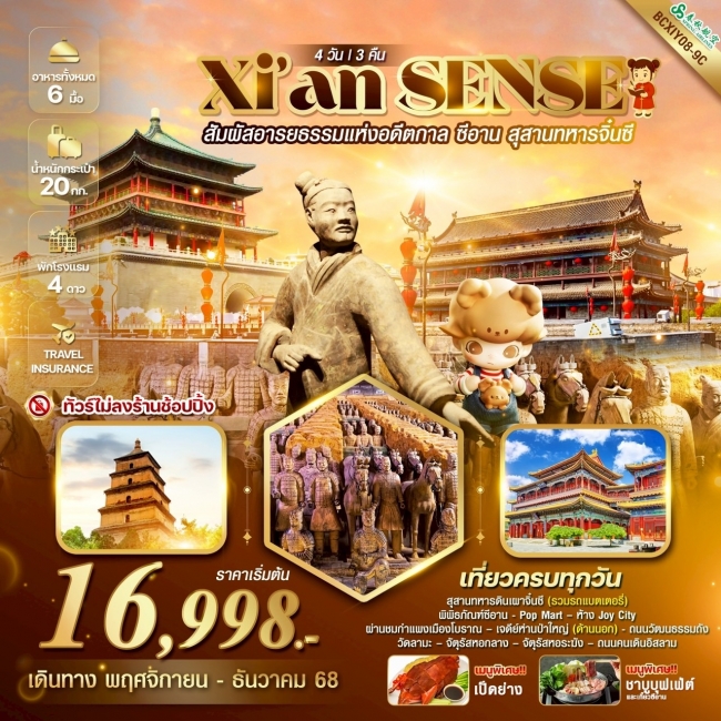 ทัวร์จีน Xi’an SENSE ซีอาน สุสานทหารจิ๋นซี