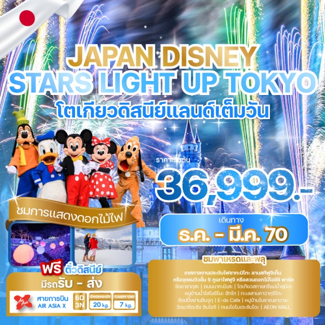 ทัวร์ญี่ปุ่น JAPAN DISNEY STARS LIGHT UP TOKYO 5 คืน 3 คืน