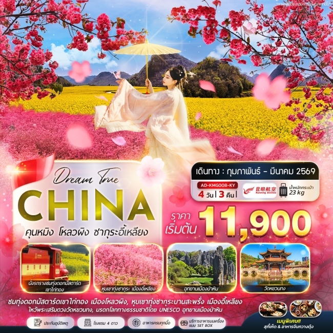 ทัวร์จีนคุนหมิง โหลวผิง ซากุระอี้เหลียง