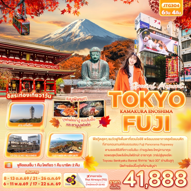 ทัวร์ญี่ปุ่นTOKYO FUJI KAMAKURA ENOSHIMA 6 วัน 4 คืน