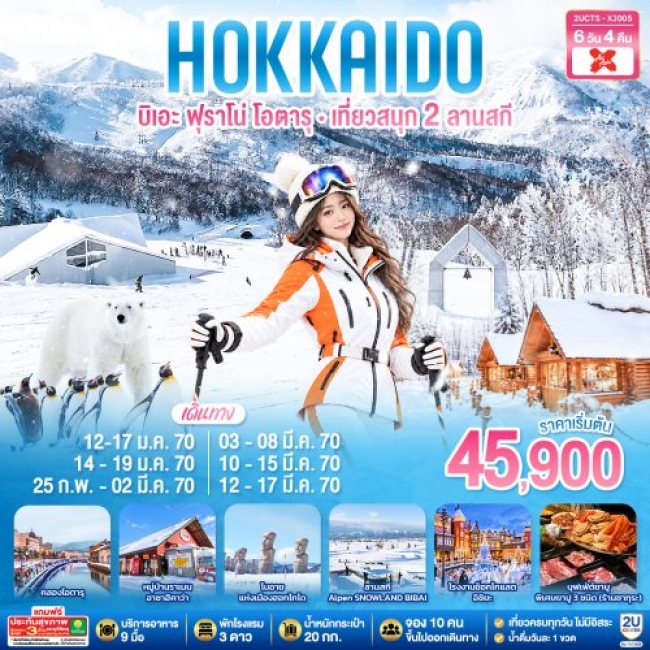 ทัวร์ญี่ปุ่น HOKKIADO BIEI FURANO OTARU KIRORO & BIBAI SNOW LAND 6 D 4 N