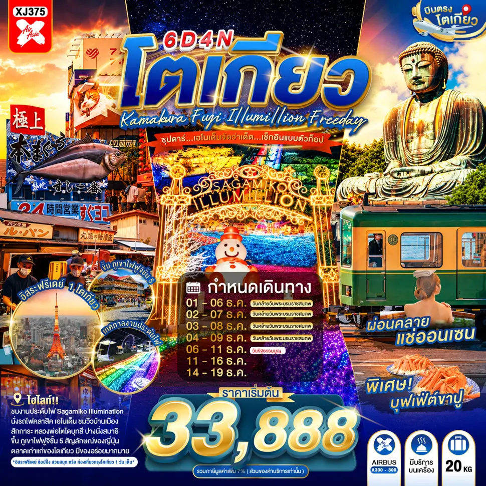 ทัวร์ญี่ปุ่น TOKYO KAMAKURA FUJI ILLUMILLION FREEDAY 6D 4N ทัวร์ญี่ปุ่น TOKYO KAMAKURA FUJI ILLUMILLION FREEDAY 6D 4N